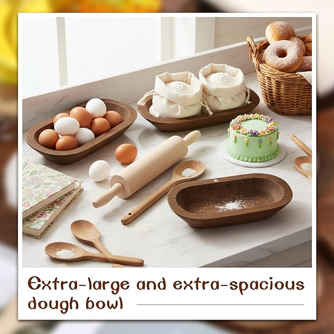 Nuogo 10 Pack Wooden Dough Bowls Bulk Rustic Dough Bowls for Wedding DIY Candle Home Crafts Making Farmhouse Fruits Supplies Decoration (12.5/8.5 Inches,Brown)