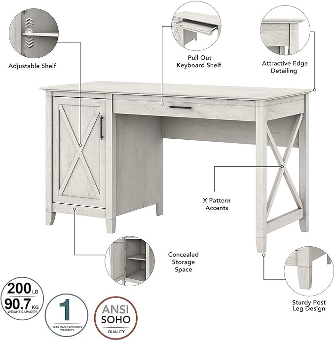 Bush Home Salinas Kitchen Pantry Cabinet with Doors in Ash Brown