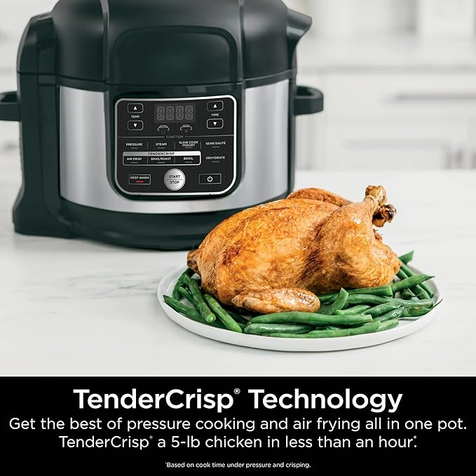 Ninja Foodi 10-in-1 Pressure Cooker & Air Fryer, 6.5-Qt Stainless Multicooker with TenderCrisp Technology & Nonstick Pot for Family Meals