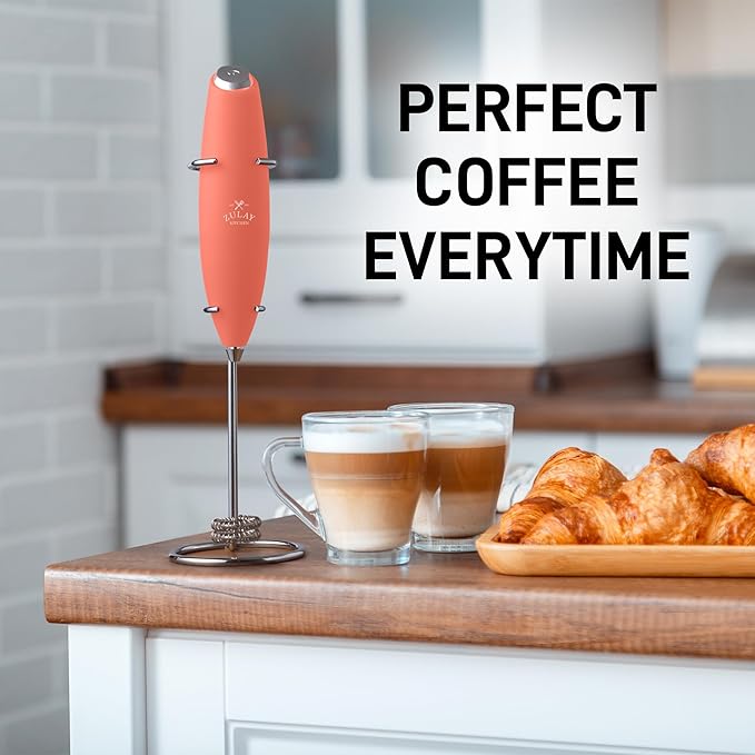 Zulay Kitchen Double Whisk Milk Frother ??Handheld Foam Maker for Coffee, Lattes, Matcha, Hot Chocolate & Cappuccinos ??Whip Creamy Froth in Seconds, Portable & Easy to Use