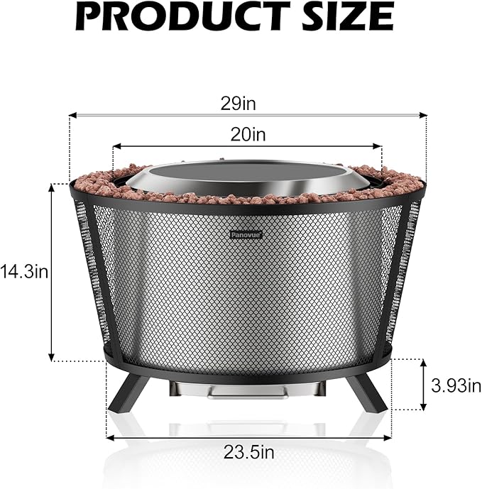 29??Large Capacity Smokeless Fire Pit for Outside,Heavy?멏uty Wood Burning Firepit with Dual?멬all Design, Mesh Shield, Pull?멟ut Ash Pan, Stylish Patio for Backyard Gatherings