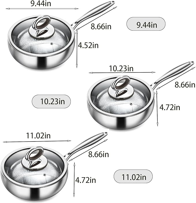 Titanium Hammered Pan Pro with Lid, Thickened Multi-Layer Stock Pot, Titanium Wok Pan, Scratch-Resistant Non Stick Titanium Frying Pans, Even Heating for Cooking,11.02in