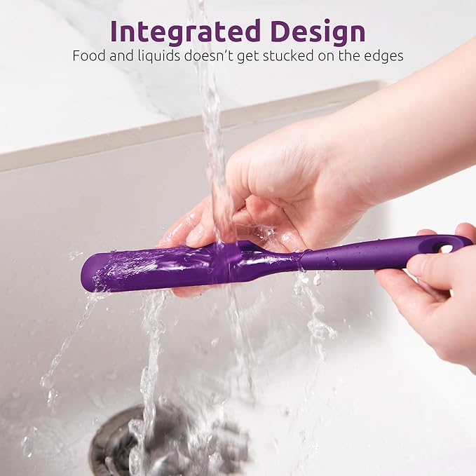 U-Taste Skinny Silicone Jar Spatula: 600쨘F Heat-Resistant Food-Grade 10in Long Narrow Sourdough Stirring Stick, Seamless Flexible Peanut Butter Spreader for Scraping Icing Bread Cream, Jam (Purple)
