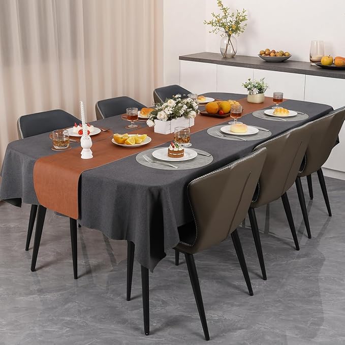 Myir JUN Reversible Vinyl Round Placemats Set of 4, Faux Leather Place Mats Dual Sided Waterproof Wipeable, Heat-Resistant Table Mats for Kitchen Dining Indoor Outdoor (14", Light Gray Reddish Brown)