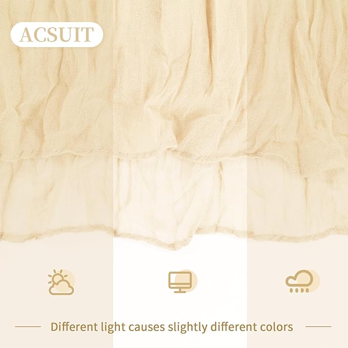 8 Pack Ivory Cheesecloth Table Runner 20 x 120 inch Gauze Table Runners 10 FT Long,Semi Sheer Cheese Cloth Fabric Table Runner Bulk for Wedding,Party,Baby Shower,Bridal Shower Decoration