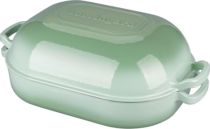 Large Cast Iron Dutch Oven Dome Pot with Lid, Enameled Bread Oven, Bread Pan for Homemade Sourdough Bread Baking, 9QT, Green