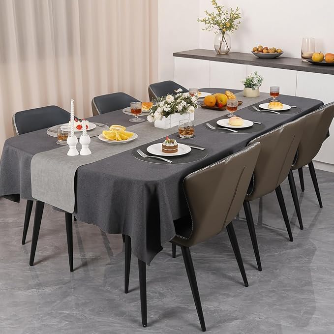 Myir JUN Reversible Vinyl Round Placemats Set of 8, Faux Leather Place Mats Dual Sided Waterproof Oilproof Wipeable, Heat-Resistant Table Mats for Kitchen Dining Indoor Outdoor (14", Light Gray Gray)