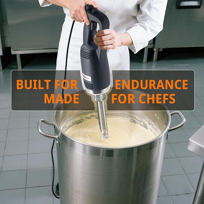 COOLUMA X-Heavy Huty 750W Commercial Immersion Blender, 22 Inch Removable Shaft, 8,000-19,000 RPM Variable Speed, 64 Gallons Hand Mixer, Secure Dual Button Start.