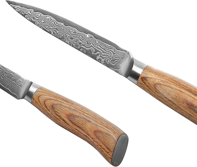Wakoli EDIB Pro Damascus Universal Knife ??Japanese Style Kitchen Knife | 4.7-Inch Genuine Damascus Steel Blade with VG10 Core | Ergonomic Pakkawood Handle | Professional Cooking Tool