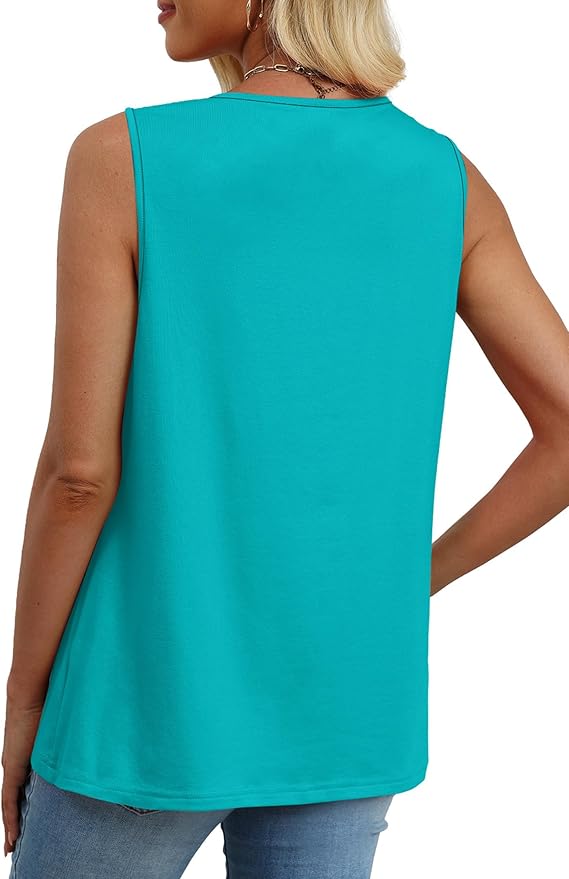 XIEERDUO Womens Tank Tops Sleeveless Lace Crochet Boho Tops Loose Fit Pleated Tunics Crewneck Summer Vacation Outfits Flowy