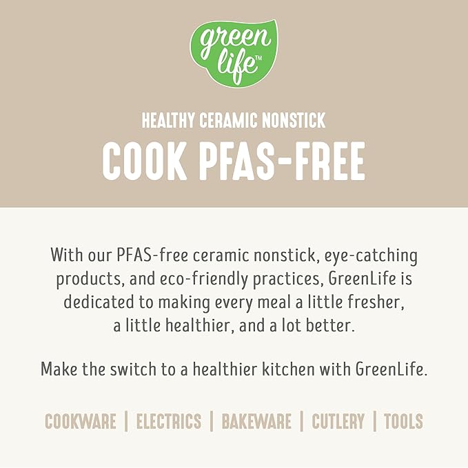 GreenLife 3.5QT Slow Cooker, PFAS-Free Non-Toxic Ceramic Nonstick Removable Interior Bowl, Programmable, Keep Warm, Stovetop & Oven Safe Pot, Dishwasher Safe Crock & Glass Lid, Cream