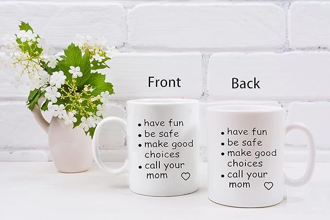 QASHWEY Funny Call Your Mom Coffee Mug, Graduation Gifts, Call Your Mom Coffee Cups Ceramic 11oz, College Gifts Tea Cup Mug Cup, Gift For College Freshmen