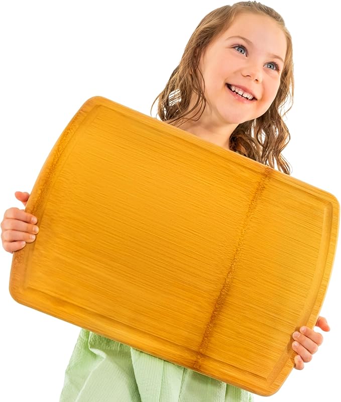 FSC-Certified Extra Large Bamboo Cutting Board Featuring 18 Inch Glue-Free Surface????XL, Non-Toxic Wooden Board for Family Kitchens, Butcher Block Style Food Prep with Lifetime Replacements