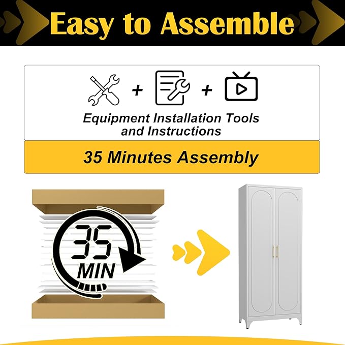Kitchen Pantry Cabinet,75 Inch White Metal Storage Cabinet with Door and Adjustable, Tall Pantry Cabinets for Kitchen Storage,Cupboard for Living Room,Dining Room and Bathroom