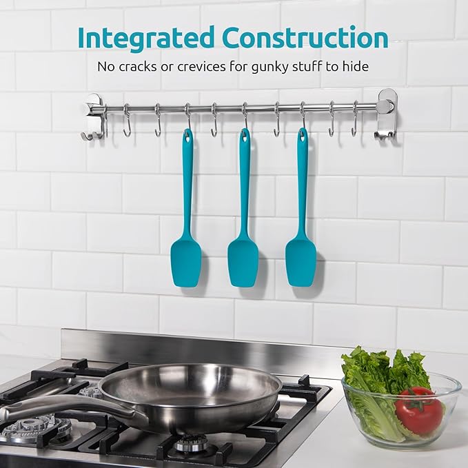 U-Taste Silicone Spoon Spatula Set, 600쨘F High Heat Resistant Food Grade Flexible Rubber Scraper, Cooking Mixing Baking Kitchen Utensils Set of 3 (Marrs Green)