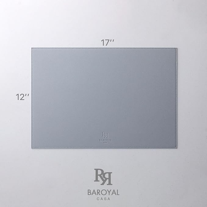 Baroyal Faux Leather Placemats Set of 6 Vinyl Washable Wipeable Table Mats for Kitchen Dining Table Heat Resistant Waterproof Modern Indoor/Outdoor Placemats Non-Slip Easy Clean Place Mats (Gray)