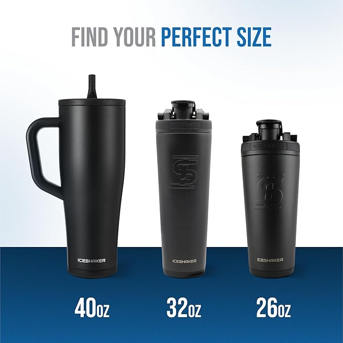 Ice Shaker 40 oz Tumbler with Handle and Straw | 40oz Oakley | Cold for 30+ Hours | 2-in-1 Tumbler Shaker Bottle | Odor-Free 40 ounce Bottle for Water, Protein Shakes, Smoothies, Cocktails