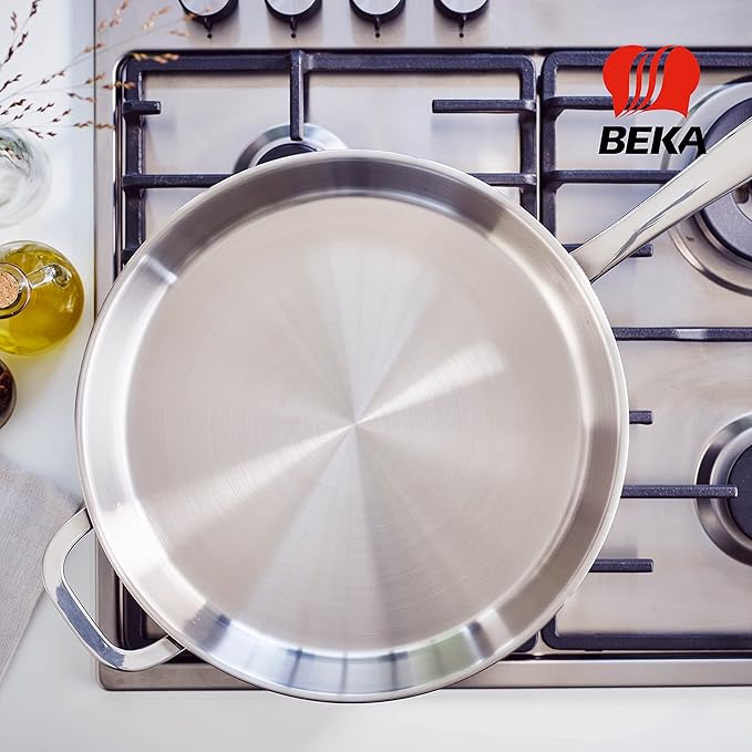 Beka Maestro 11" 5-Ply Stainless Steel Frying Pan ??Dishwasher & Oven Safe, No Hot Spots and Stay-Cool Handle
