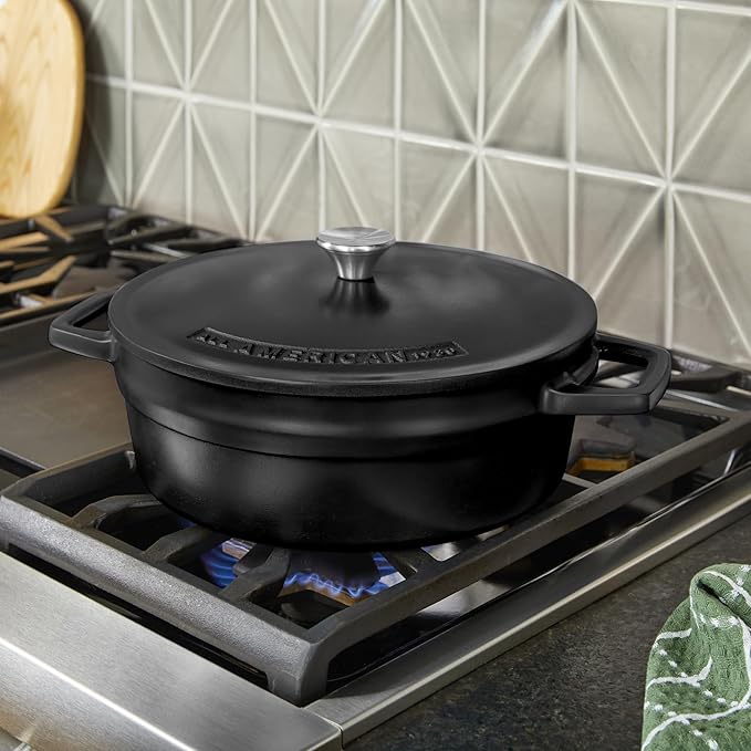 All American 1930 - Dutch Oven - The Saucier Set, Black Onyx - 5.5qt Capacity - Perfect for Sauces, Soups & Simmering - Non Stick & PFAS Free - Made in the USA