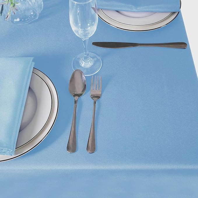 60 inch Round Tablecloth Washable Polyester Table Cloth Decorative Table Cover for Wedding Party Dining Banquet(60 inch,Blue Mist)