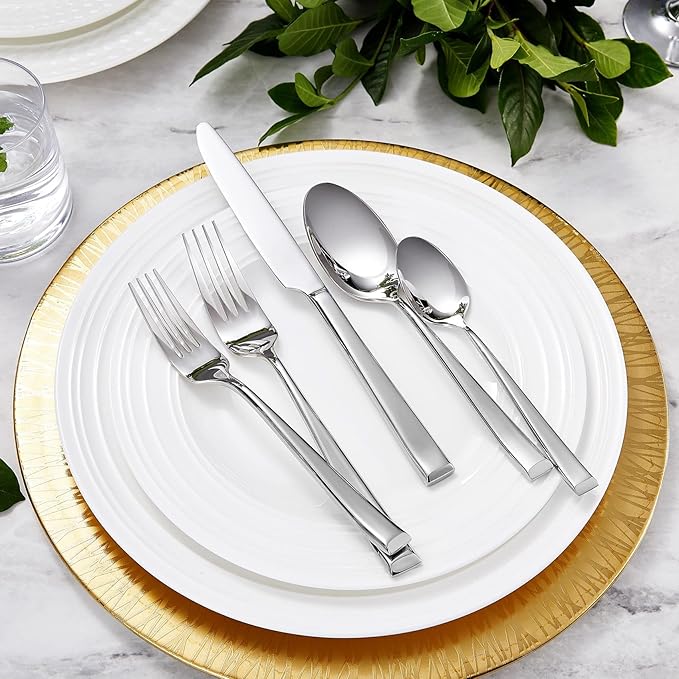 KEAWELL Premium Imperial 20-Piece Silverware Set, Service for 4 ??Heavy Duty 18/10 Stainless Steel Flatware, Dishwasher Safe for Elegant Dining and Holiday Hosting (20, Silver)