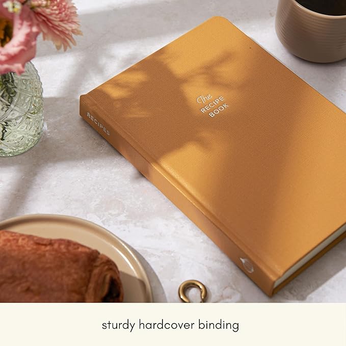Kunitsa Co. Recipe Notebook - Keepsake Gift, Hardcover Blank Recipe Book to Write In Your Own Recipes with Journaling Prompts About the Chef, 100 Recipes, Mustard Yellow