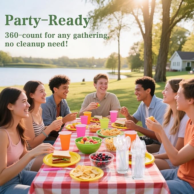 360 Count Plastic Forks - 6.89 Inch Disposable Forks, Heavy Duty Clear Plastic Forks, BPA-Free, Heat Resistant Plastic Silverware, Suitable for Party, Picnic, Events and Everyday Use