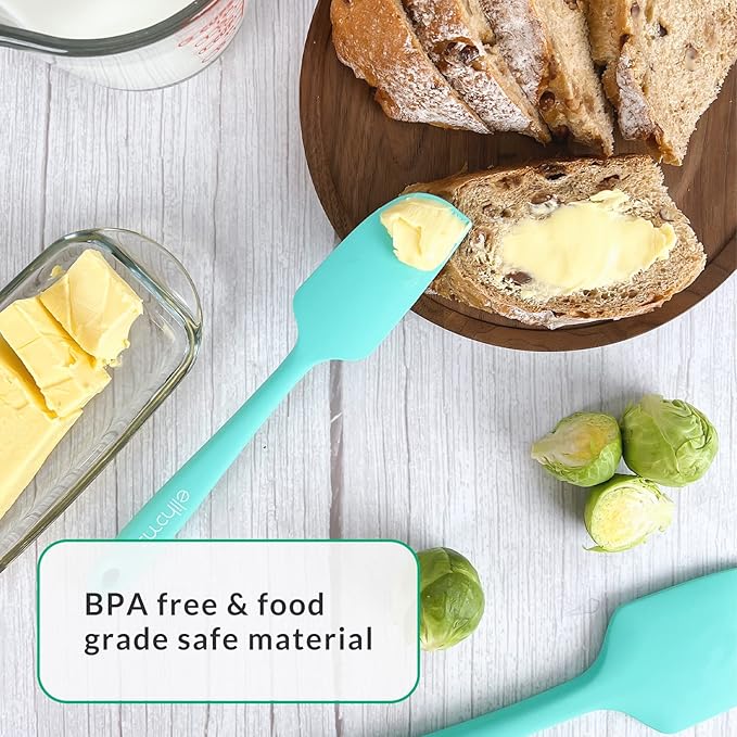 Elihome Chef Series 3 Piece Silicone Spatula Set - 600째F Heat Resistant Non Stick Rubber Kitchen Scraper Spatulas for Cooking, Baking, and Mixing ??BPA Free and LFGB Certified Silicone, Green Color