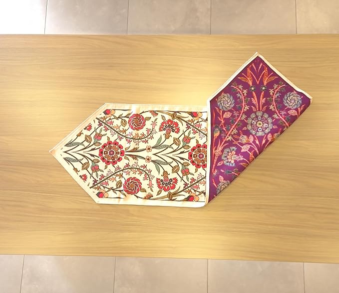 Jacquard Woven Floral Table Runner 18x55 inches ??Rustic Gobelin Tapestry Dining Table Decor, Durable Cotton & Polyester Blend Fabric, Vintage Farmhouse Style, Machine Washable Easy Care (Pattern 1)