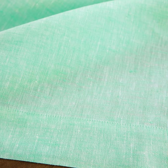 Solino Home Linen Tablecloth 60 x 108 Inch - 100% Pure Linen Chambray Aqua Table Cloth for Rectangle Tables - Athena, Machine Washable Tablecloth for Winter, Spring, Easter