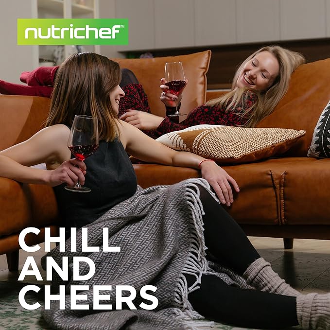 Nutrichef 18 Bottle Wine Fridge | Dual Zone Wine Chiller | Adjustable Temperature 41°F to 64°F | Ultra Quiet Operation | Wine Cooler For Home & Office | Free Standing 32x11x23 IN | Black