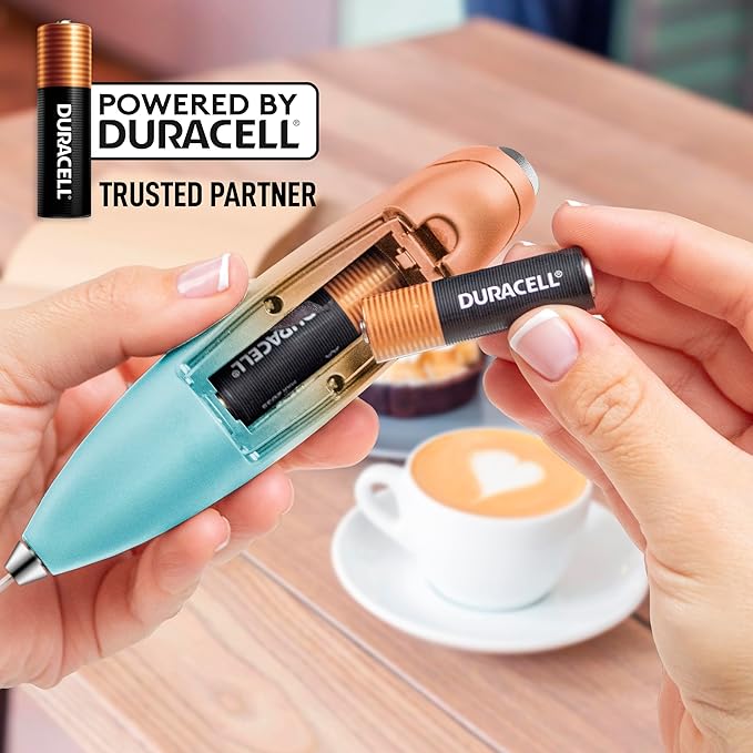 Zulay Kitchen Milk Frother Handheld Electric Whisk with AA Duracell Batteries ??Durable Drink Mixer for Coffee, Lattes, Cappuccinos & More - Sunrise