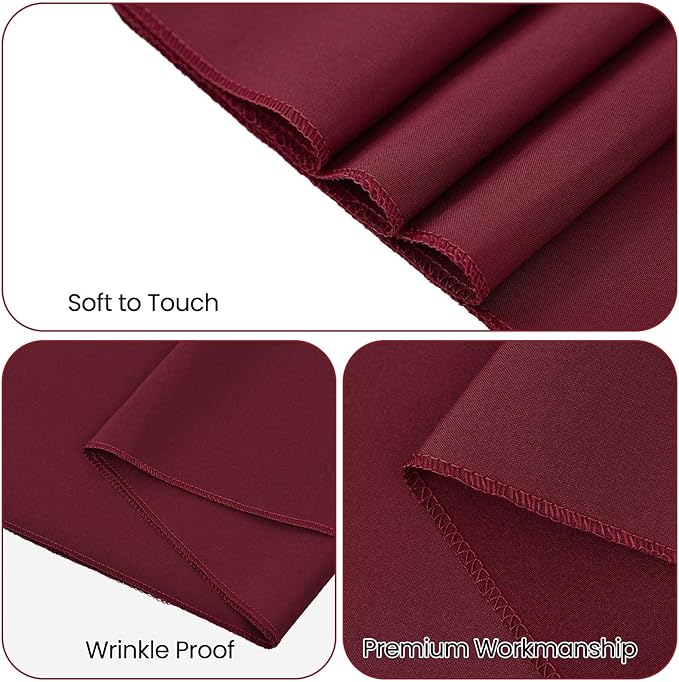 12 Pack Burgundy Polyester Table Runner 12 x 108 Inch Long Rustic Farmhouse Wedding Table Runners, Washable and Reusable Table Runner for Wedding Birthday Parties Banquet Table Fall Autum Decorations