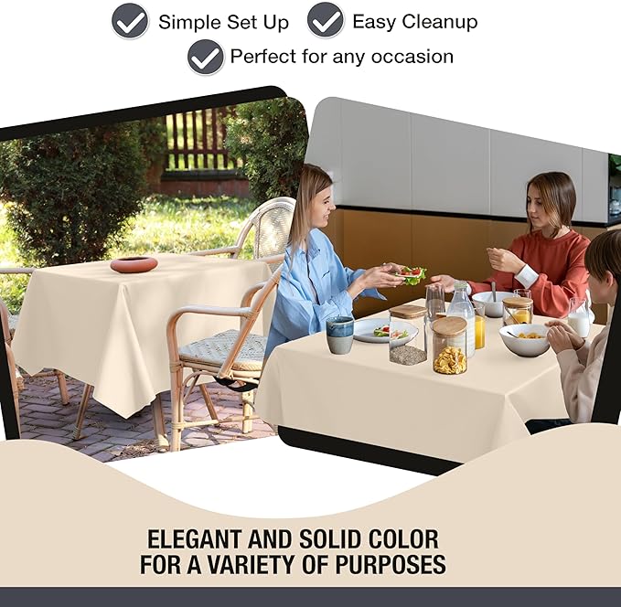 Party Solids 12-Pack Ivory Square Plastic Disposable Tablecloth ??Size: 52 횞 52 Inches ??Square Table Cover for Parties, Picnics & Formal Events