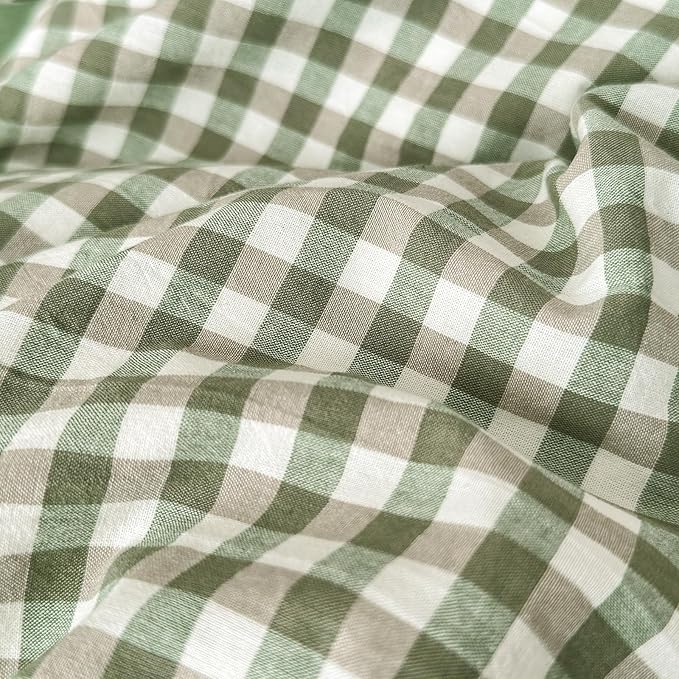 LifeTB Twin XL Comforter Set Green Gingham Comforter for Men Boys Geometric Plaid Comforter Set Grid Checkered Pattern Comforter with 2 Pillowcases Fluffy Soft Plaid Gingham Bedding Set Twin XL
