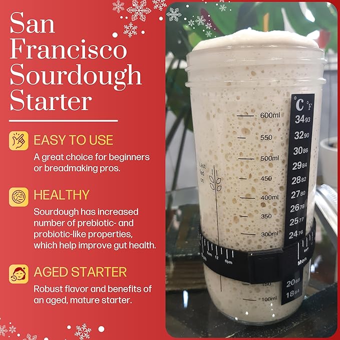San Francisco Sourdough Starter Culture- 100+ Year Old Dehydrated Heirloom Style Sourdough Starter Kit for Sourdough Bread, Pizza, Buns, Pancakes, Muffins | Easy to follow instructions. By Captain Sourpants