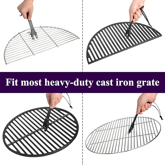 FIRELOOP Grill Grate Lifter Grill Cast Iron Cooking Grid Lifter Cooking Grid Lifter (Cast Iron Grate Lifter)