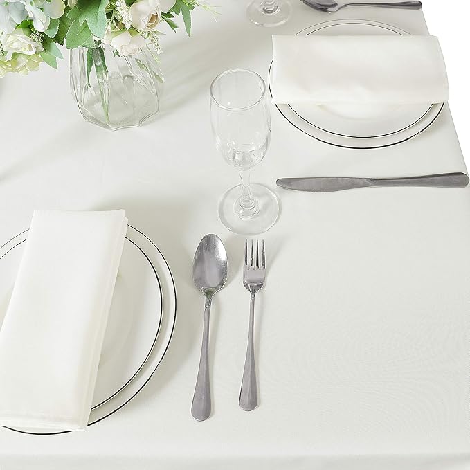 Cupuamon Square Tablecloth 90x90 inch Washable Polyester Fabric Table Cloth for Wedding Party Dining Banquet Decoration(90x90,Ivory)