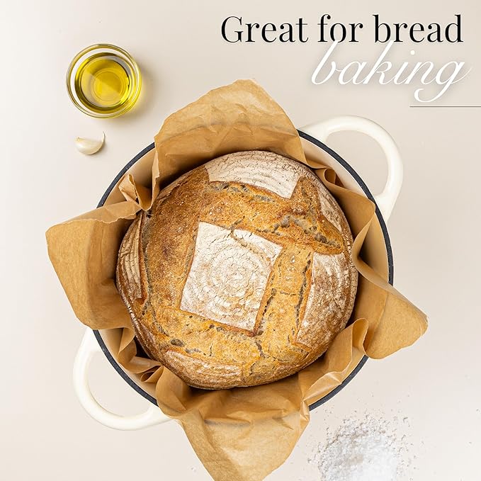 Nuovva Enamelled Cast Iron Dutch Oven Pot with Lid ??6.4 Quart Non Stick Casserole Pot ??Heavy Duty & Oven Safe up to 500째 F for Bread Baking, Braising, Stews, Roasting ??28cm Cream
