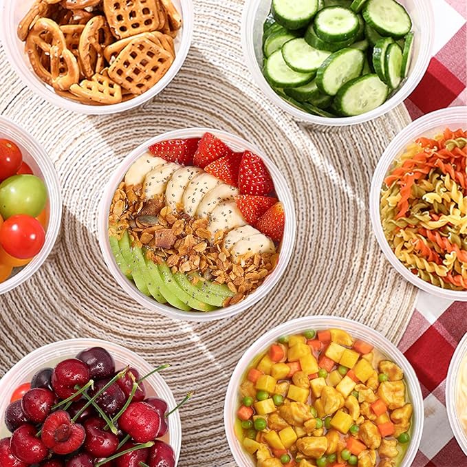 40 Pack 32oz Deli Containers with Lids Food Storage Containers Plastic Deli Containers with Lids, Slime, Soup, Meal Prep Containers | BPA Free | Stackable | Leakproof | Dishwasher/Freezer Safe