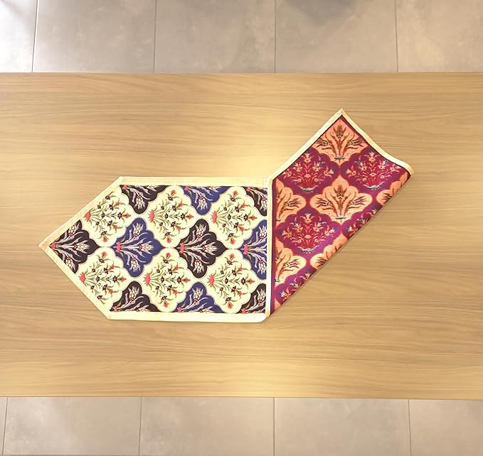 Jacquard Woven Floral Table Runner 18x55 inches ??Rustic Gobelin Tapestry Dining Table Decor, Durable Cotton & Polyester Blend Fabric, Vintage Farmhouse Style, Machine Washable Easy Care (Pattern 2)