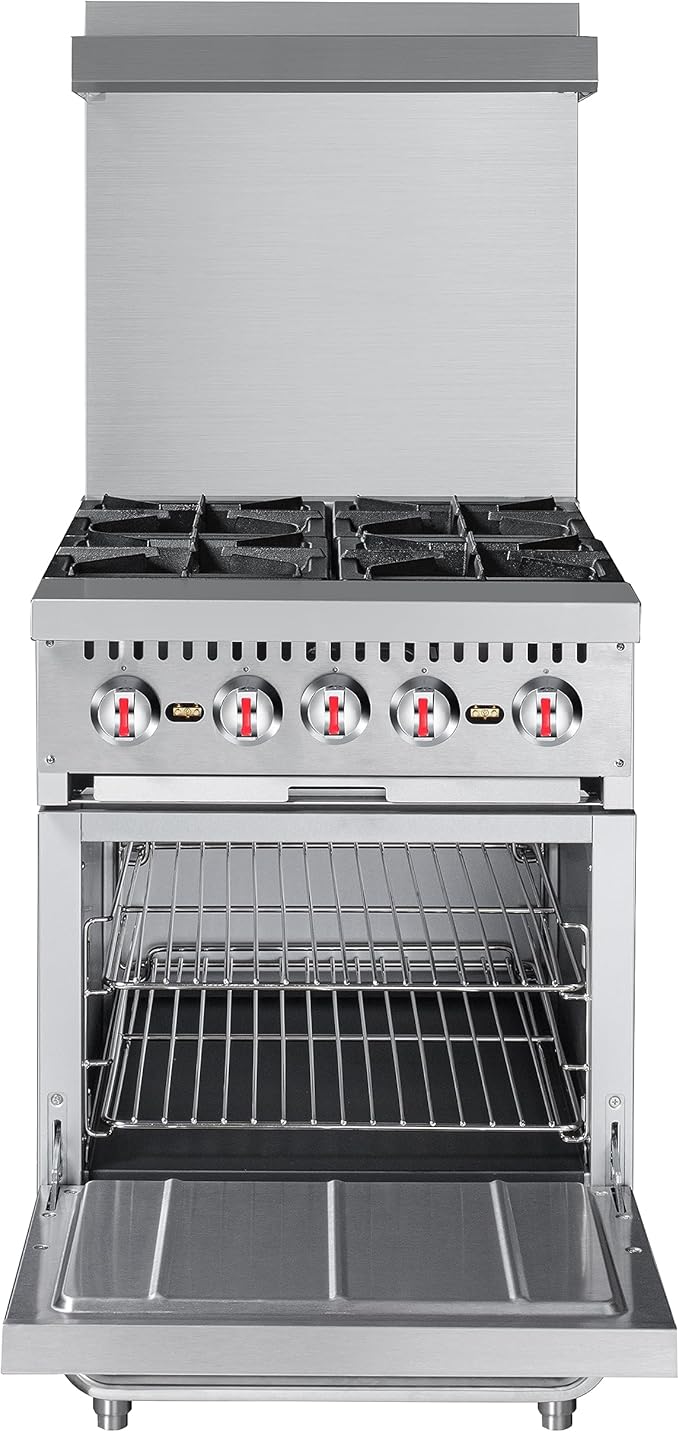 KoolMore 24 in. 4 Burner Commercial Natural Gas Range with Oven (KM-CR24-NG)