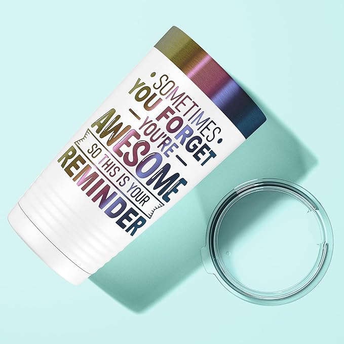 Spotted Dog Company Inspirational Tumbler, Inspirational Gifts for Men Dad Father Wife Sister Women, Birthday For Him Her, You?셱e Awesome Tumbler, Teacher Coworker Gifts 20oz White Prism