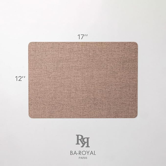 Baroyal Faux Leather Placemats Set of 6 Vinyl Washable Wipeable Table Mats for Kitchen Dining Table Heat Resistant Waterproof Modern Indoor/Outdoor Placemats Non-Slip Easy Clean Place Mats (Cocoa)