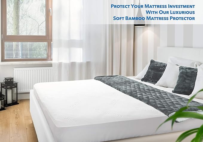 PlushDeluxe Premium Viscose Mattress Protector ??Cal-King Size, Waterproof, & Ultra Soft Breathable Noiseless Washable Bed Mattress Cover for Comfort & Protection 72X84 Inches