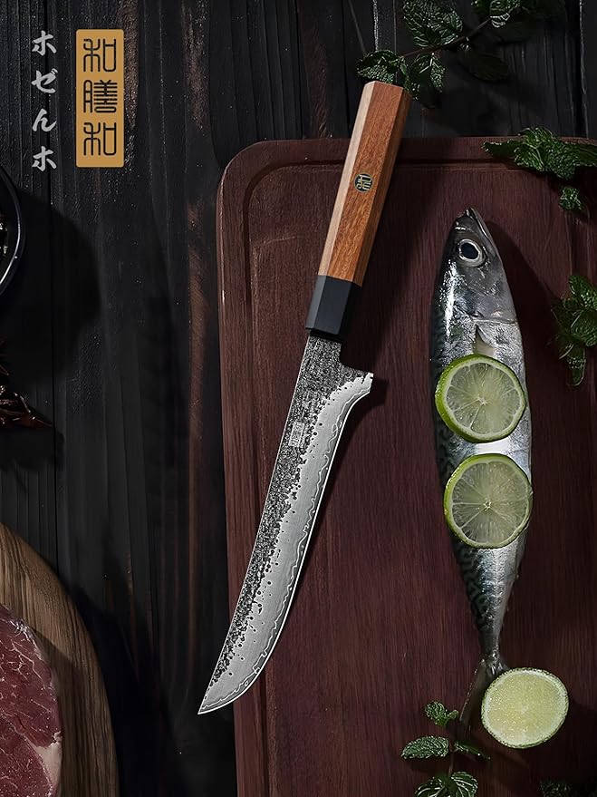HOSHANHO Fillet Knife 7 Inch, Super Sharp Japanese Boning Knife in High Carbon Steel, Professional Hand Forged Fish Knives for Meat Poultry Cutting