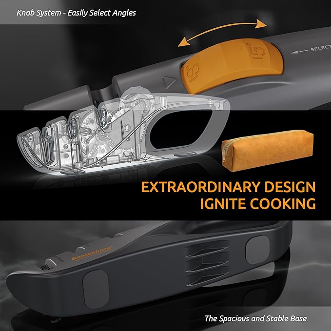 5-Angle Adjustable Knife Sharpener for Kitchen, Scissors & Pocket Knives ??Precision 15째-24째 Sharpening, Coarse & Fine Slots, Non-Slip Base, Ergonomic Handle, Safe & Easy to Use