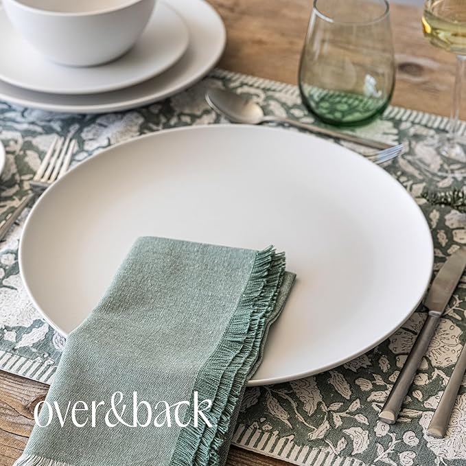 over&back Coupe Stoneware Serving Platter - Elegant 1-Piece Round Serving Platter to Complete Your Kitchen Set - 13.1" x 13.1" - Semi-Matte White