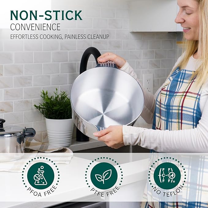 Cast Aluminum Dutch Oven with Lid - 3 Quart Lightweight Cookware Pot with Silicone Covers for Easy Handling - Even Heat Distribution & Retention - For Bread Baking, Stew, Simmering & More