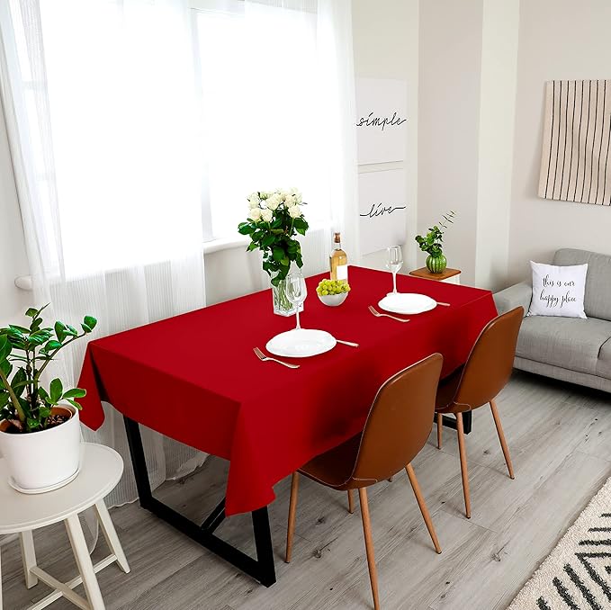 Utopia Kitchen Rectangle Table Cloth 2 Pack(60x102 Inches, Red), Tablecloth Machine Washable, Polyester Table Cover for Dining, Buffet Parties, Picnics, Events, Weddings and Restaurants